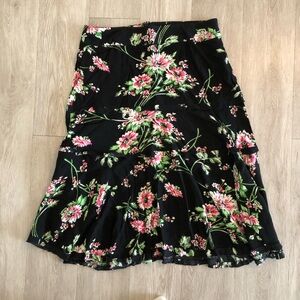 CAbi A Line Tiered Floral Midi Skirt Size 8
